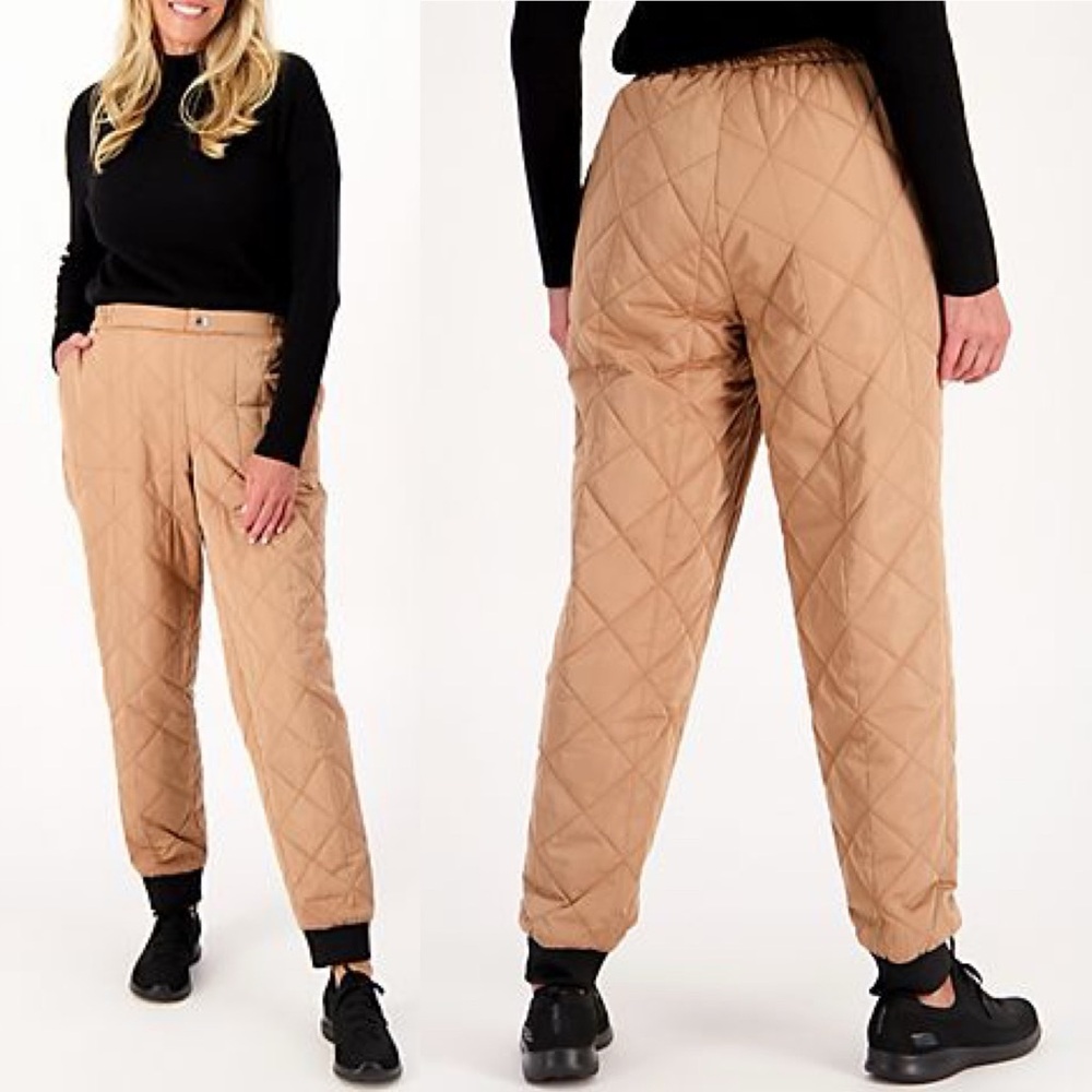Nuage Women's Diamond Quilted‎ Jogger Pants Brown - Size M